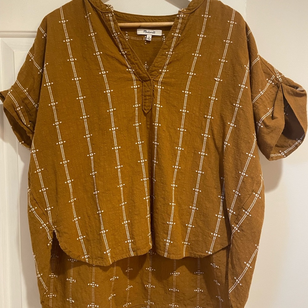 Madewell Brown Blouse with White Stripes - Picture 3 of 6
